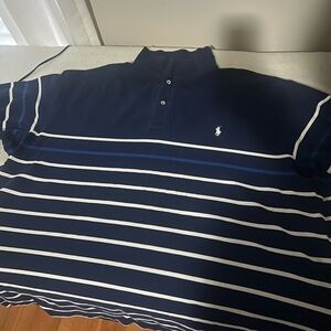 Polo by Ralph Lauren Men's Blue and White Striped Polo
